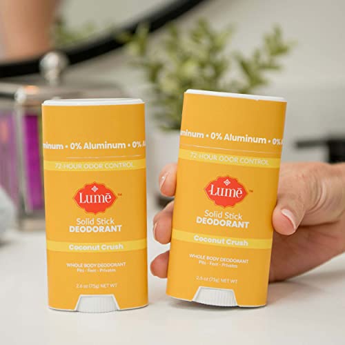 Lume Solid Deodorant Stick - Whole Body Deodorant - Aluminum-Free, Baking Soda-Free, Hypoallergenic, Safe For Sensitive Skin - 2.6 Ounce Solid Stick (Coconut Crush) #TOP4