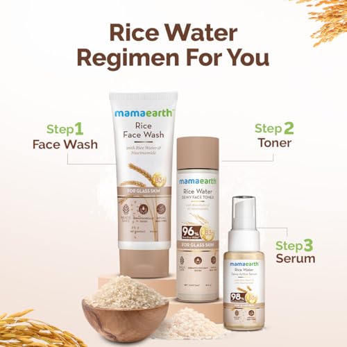 Image of Mamaearth Rice Water Dewy Face Toner with Rice Water & 4% Niacinamide for Glass Skin 150ml |Intensely Hydrates |Minimizes Pores |Even Skin Tone |Korean Rice Toner | Alcohol-Free| Suits All Skin Types