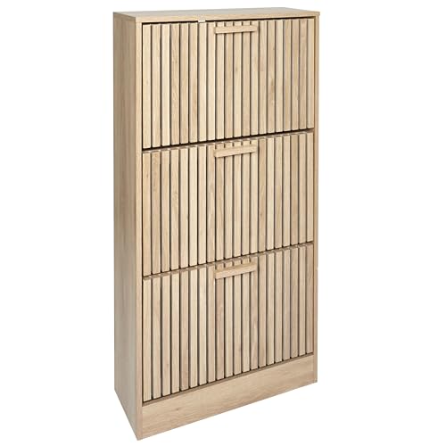 HOME DECO FACTORY - HD0206 Mueble Zapatero 3 Puertas de Madera - Almacenamiento Elegante para Entrada o Salón - Dimensiones 60 x 24 x 113 cm - Color Marrón