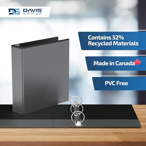 Image of Easyview 3-Ring Binder, Clear-View Cover, 2 inch Round Rings, Black, 6 Pack | Heavy-duty binder, fits 8.5 inch x 11 inch paper, customizable cover, made in Canada, ideal for school or office use