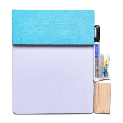Image of IVEI Combination Pin and White Board - Dry Erase and Bulletin Combo for Kids Study Room, Office, School, Home - Wall Hanging Dual Board - Blue