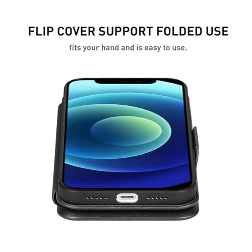 Image of PULOKA for iPhone 13 Pro Max - Sleek Flip Case - Premium Vegan Leather Phone Cover with Card Slot - Slim, Durable, Privacy Protection - Kickstand Function - Elegant Flip Wallet Cases for Apple - Blue