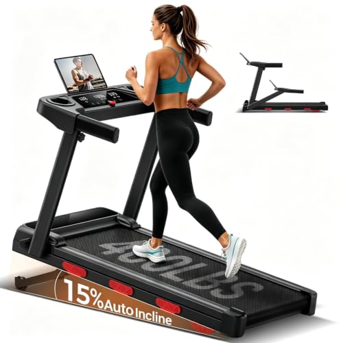 Image of 0-15% Auto Incline Home Treadmill, 10s Fast Folding Portable Walking Pad