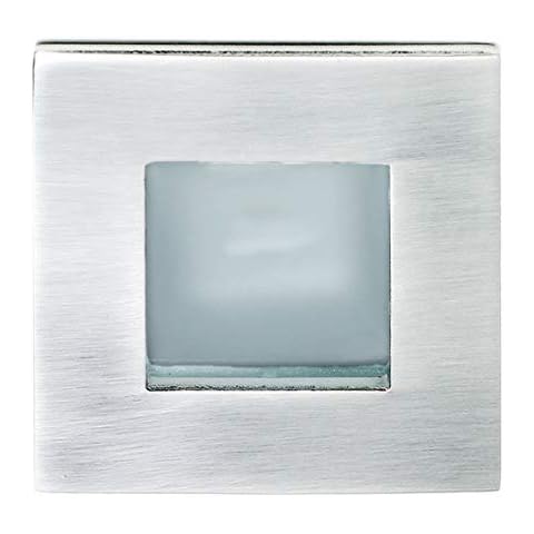 Lampenlux Shaq Recessed Furniture Spotlight Square Chrome Frosted Glass 7.3 x 7.3 cm 12 V G4 Rustproof 200 cm Supply Cable 10 Watt Recessed Light Recessed Aluminium Downlight Down Ceiling Spotlight Cover