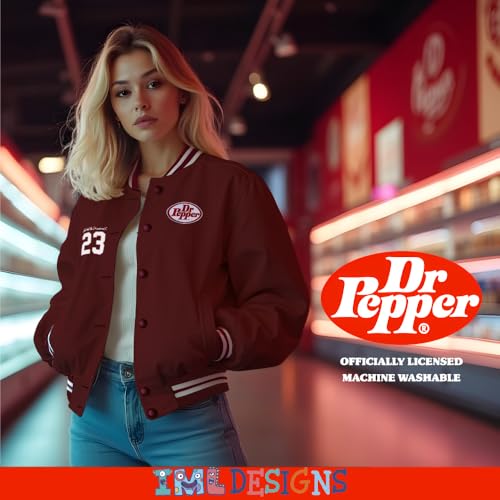 Isaac Morris Limited Dr. Pepper Logo Women's Bomber Jacket - Zip-Up Lightweight Varsity Style Jacket for Juniors4