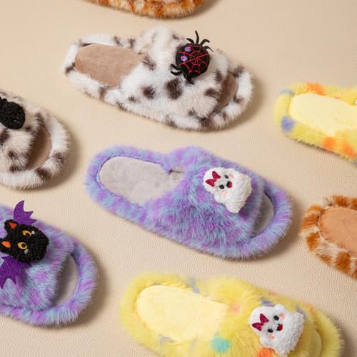 Spooky Halloween Slippers Soft Plush Cozy Open Toe Indoor Outdoor Shoes - image 5
