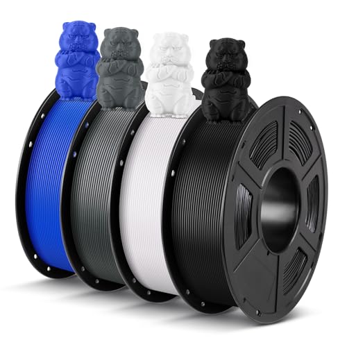 ANYCUBIC PLA 3D Printer Filament Bundle 4KG, 3D Printing PLA Filament 1.75mm Dimensional Accuracy +/- 0.02mm, 4 Pack 1KG Spool(2.2 lbs) Gray, Black, White, Blue 4*1kg Pla (Gray & Black & Whi