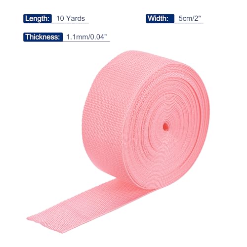 Image of MECCANIXITY Lightweight Polypropylene Webbing Strap 2 inch 10 Yard Backpack Strapping Band Pink for Outdoor Luggage Cargo Straps