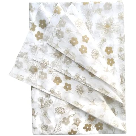 Lain & Lou Floral Tissue Paper for Packaging Small Business (25 Pack) Gold Tissue Paper Sheets Printed Pastel Tissue Paper Bulk - Boho Wrapping Paper Baby in Bloom Baby Shower Cover