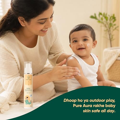Image of Pure Aura Soothing Care Trio - Doctor Recommended Baby Body Mist, Ayurvedic Massage Oil & SPF 30 Baby Sunscreen Combo for Newborns & Sensitive Skin