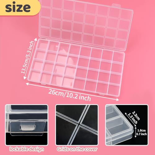 Image of IOOLEEM 32 Grids Plastic Bead Organizer Box, Organizer Container Storage Box, Dividers for Bead Arts and Crafts.(4 Pack)