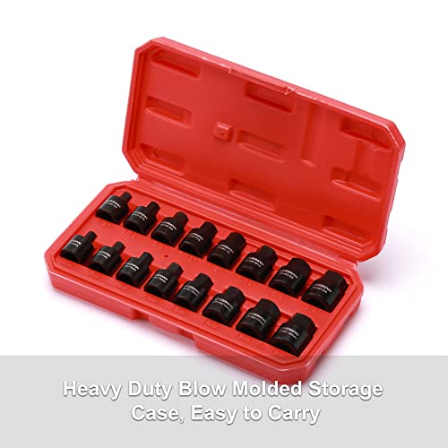Casoman 16 Piece 3/8 Inch Drive Low Profile Impact Hex Driver Set, Cr-Mo, 1/4"-3/4", 6Mm-19Mm, Impact Sae And Metric Hex Bit Socket Set #TOP6