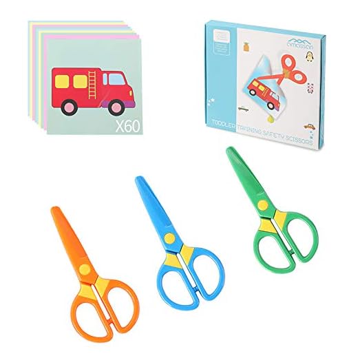 Plastic Safety Scissors, Toddlers Training Scissors, Pre-school Training Scissors and Offices Scissors (3pcs) Kids Paper-Cut (60 Sheets)