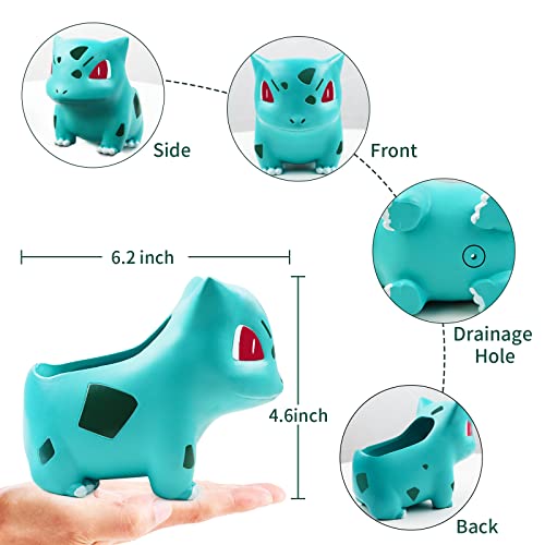 Ficootop 6.2'' Planter Pot Succulent Flowerpot Indoor Flower Plant Pots Great For Succulents, Flowers, Herbs, Cactus, House And Office Décor, Green #TOP1