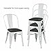 COSTWAY Tolix Style Dining Chairs Industrial Metal Stackable Cafe Side Chair w/Wood Seat Set of 4 (White and Brown)