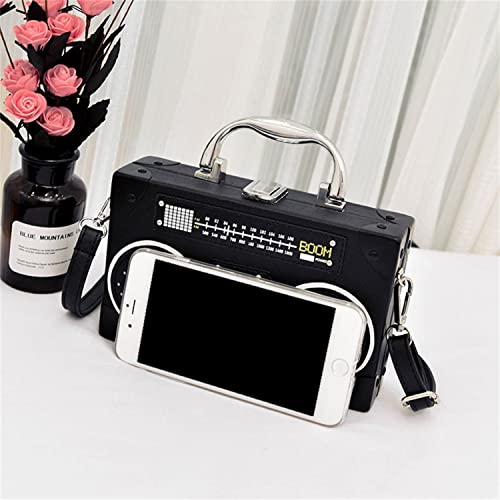 TAMMYFLYFLY Unique Vintage Radio Shaped Cross-Body Bag Women Clip Clasp Shoulder Bag Handbag3