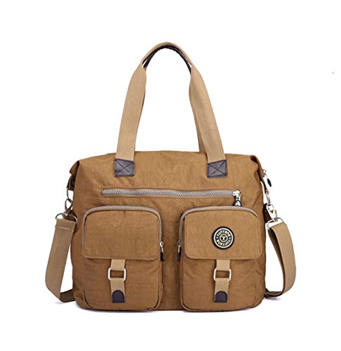 DNFC Damen Handtasche Schultertasche Groß Umhängetasche Wasserdicht Henkeltasche Beuteltasche Vintage Shopper Tasche für Frauen Mädchen (Braun)