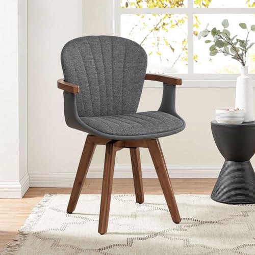 LUNLING Mid Century Swivel Bamboo Accent Chair