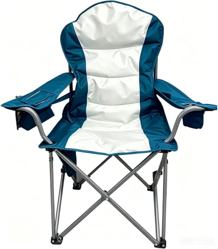 Wild Scape Oversized Folding Camping Chair for Adults, Foldable Beach Chairs with Cup Holder, Cooler Pocket, Amazon's Best Value for Heavy Duty, Fishing Chair for Outdoor, Garden Picnic, Teal