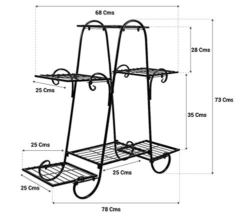 Image of Bee Creative Metal Attractive Multi Tired Plant Stand Indoor /Outdoor, Multipurpose Stand, Racks, Planter Stand (Black)