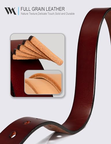 WOLFANT Full Grain Leather Belt for Women,1.1" Ladies Casual leather Jean Belt with Vintage Circle buckle in Gift Box2