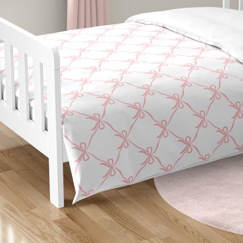 Image of Sweet Jojo Designs 5-Piece Toddler Bedding Set (Pink Bows) for Girls, Kids incl. Bed in a Bag Comforter, Blanket, Pillowcase, Sham & Sheets (Bow for the Ballerina, Ballet Dancer, Princess Collection)