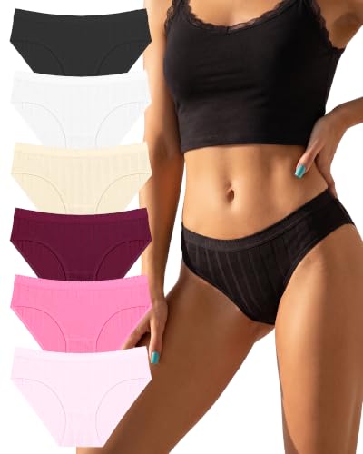 ALL OF SHE Lot de 6 culottes en coton pour femme, Multicolore - A x 6, XL