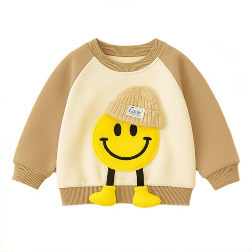 Image of Bold N Elegant Kids Polyester Printed 3d Happy Smile Face Cartoon Winter Warm Hoodied Jacket Sweatshirt and Pajamas 3 Pc Layering Party Clothing Set