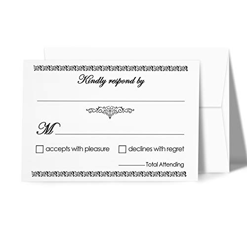 RSVP Wedding Return Cards - Response Card, Blank RSVP Reply, RSVP for Wedding, Rehearsal Dinner, Baby Shower, Bridal, Birthday, Engagement, Bachelorette Party - 4 x 6 With A6 Envelopes - 50 Per Pack