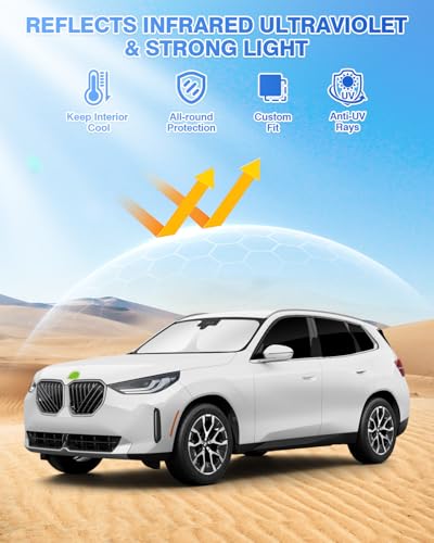 Image of Canvcle Window Shades for 2025 2026 BMW X3 Accessories Windshield Sun Shade Side Rear Window Covers Sunshade Sun Visor Shield Privacy Protection for Camping Keep Vehicle Cool Black 7PCS