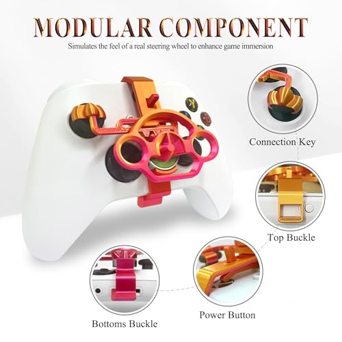 Image of FLYINTOYS Mini Racing Steering Wheel for XB One Series X /S Game Controller,Racing Games Controller Steering Wheel Attachment (Reddish gold)