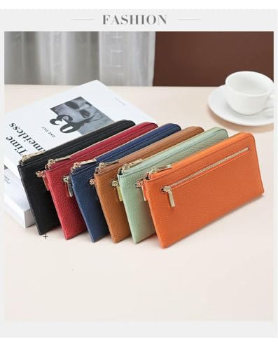 Women's Leather Long Wallet Zipper Portable handbag Card Key Storage bag Girls Purse2