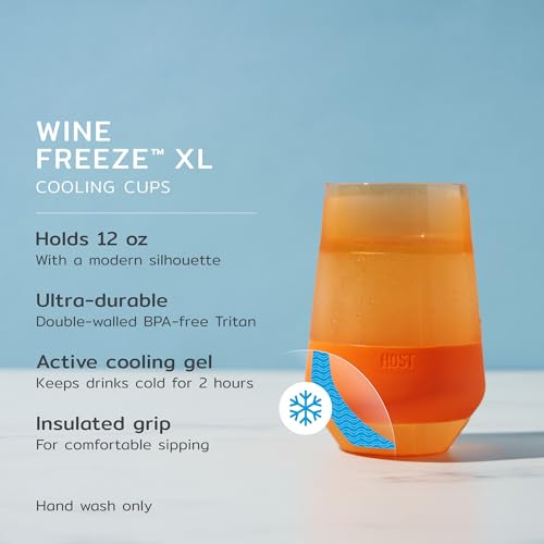 Image of Host Freeze XL Cooling Cup in Double Walled Insulated Freezable Drink Chilling Tumbler with Freezing Gel, 12 Ounces - Set of 4 Vivid Tinted