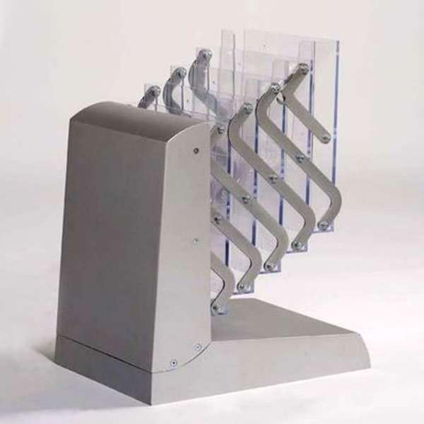 DisplayLager Klappbarer Prospektständer - 5xA4-21x29,7 cm - Silber,Transparent, Aluminium, Brochure Stand, Faltbarer Prospektständer