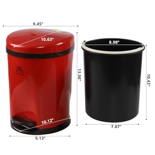 Caneca de basura redonda de 2.6 galones con tapa y pedal miniatura 2