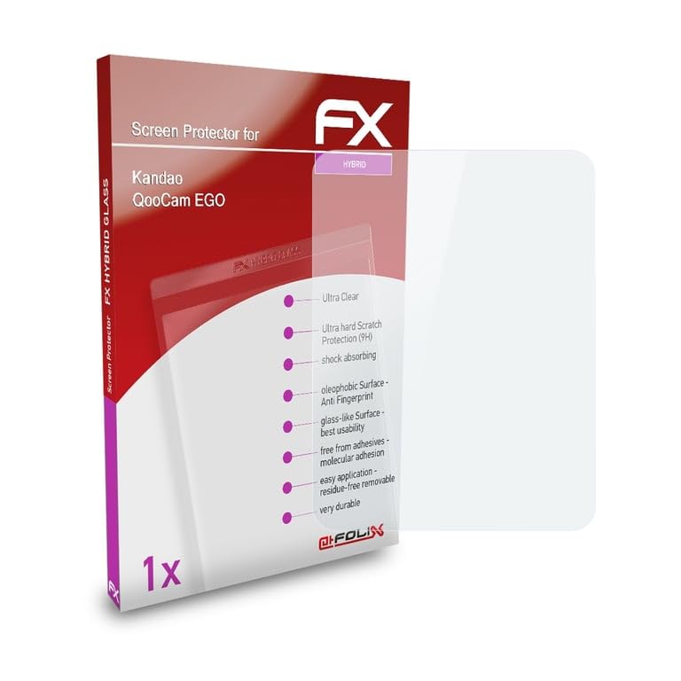 atFoliX Plastic Glass Protective Film compatible with Kandao QooCam EGO Glass Protector, 9H Hybrid-Glass FX Glass Screen Protector of plastic