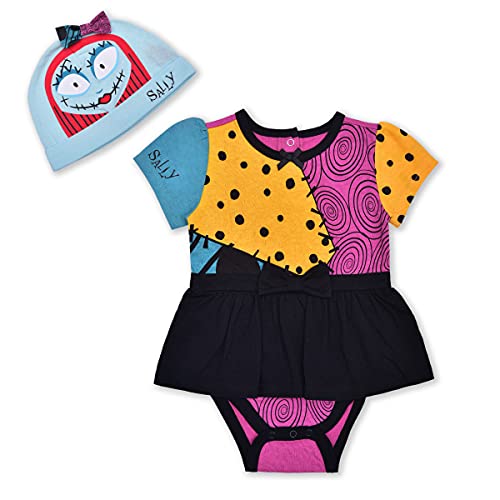 Disney Nightmare Before Christmas Sally Girls’ Bodysuit Dress And Cap Set For Newborn And Infant - Multicolor #TOP30