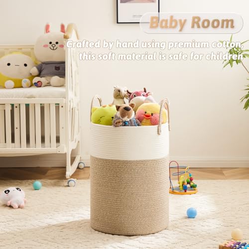 image for Artfeel Laundry Basket,Woven Cotton Rope Laundry Hamper,60L for Decor 