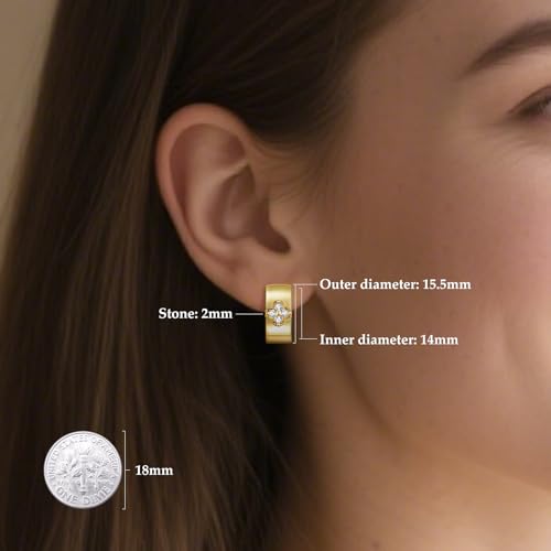 Clover Moissanite Hoop Earrings for Women, Four Leaf 14K Gold/White Gold Plated Sterling Silver Post Hoops for Wedding Engagement Bridal, Gift for Anniversary Birthday Mothers Day4