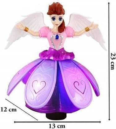 Image of Baby Doll Auto Rotating Princess Dancing Robot Music Toy 360 Rotational 3D LED Lights for Kids Children Birthday Gift Battery Operated Music & Lighting System (Multicolor)