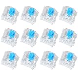 12 Pieces Blue Mechanical Keyboard Switches, 3 Pin Pre-Lubricated Clicky Key Switches, Dustproof and Waterproof Keyboard Accessories for Mechanical Gaming Keyboard