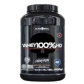 CAVEIRA PRETA WHEY 100% HD BLACK SKULL - 900G (WPC, WPI E WPH) WHEY 100% HD- POTE COOKIES & CREAM 900G, Cor: multicolored