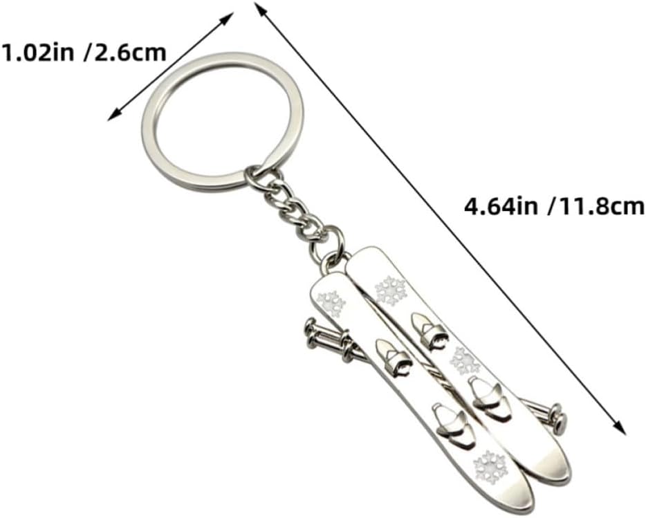 Baluue 4pcs Metal Snowboard Keychain Unique Silver Ski Board Pendant image 2