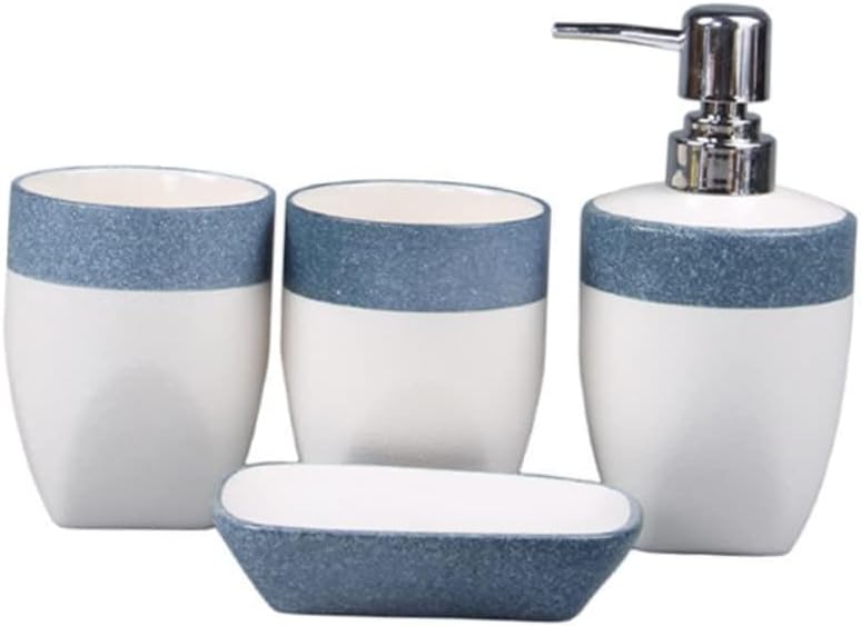 Alipis 1Set Ceramic Bathroom Accessory Snowflake Glaze Soap Dispenser Organizer with Holder Tooth Cups Tray Elegant Frosted Design for Bathrooms