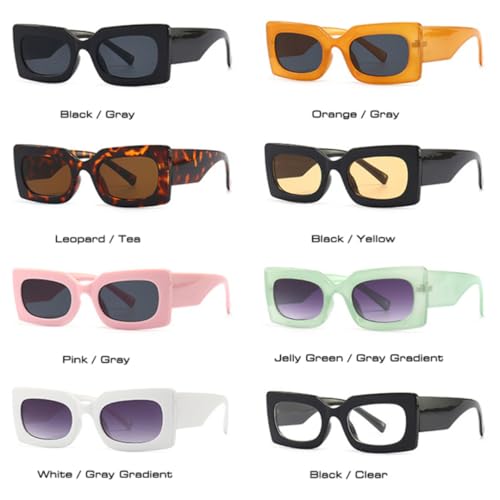 Lunettes de soleil rectangulaires rétro à verres dégradés géométriques