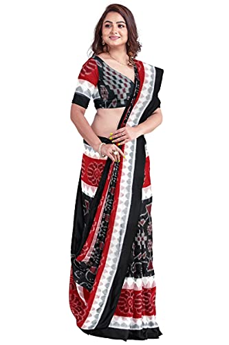 Image of Odisha Sambalpuri Handloom Ikat Women's Cotton Saree, Odisha Handloom Handmade Pure Cotton Khandua Saree, Ikkat Orissa Traditional Handloom Saree Without Blouse