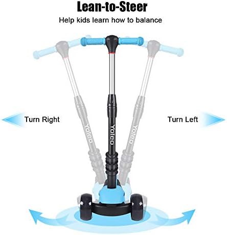 YOLEO Kids Three Wheel Kick Scooter with Removable Seat, LED Flashing Wheels, Height Adjustable, 3-in-1 Lightweight Children's Scooter Boys and Girls for Aged 2-8