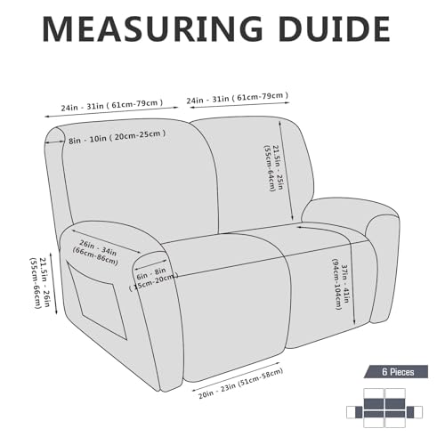 Image of molasofa Loveseat Recliner Slipcover 6-Pieces Stretch Leather Like Recliner Sofa Cover for 2 Seat Dual Reclining Loveseat Couch, Furniture Protector with Elastic Bottom (Marbling)