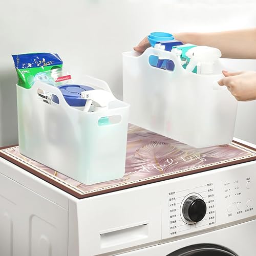 Image of Yellow Weaves Washer & Dryer Cover for Top, 60 x 60 cm, Washing Machine Top Protector Mat for Kitchen /Laundary Room, Water Absorbing, Dustproof, Scratch Resistant & Non-Slip (Feather Pink)