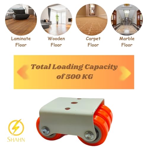 Image of Shahn 4 x 6 - Wheels for Heavy Furniture - Caster Wheel Set for Trolley - Heavy Duty Wheels with Low Friction Bearing, Noise Reduction - Supports Up to 300kg